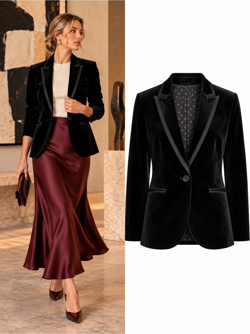 J.Crew Alexandra Black Velvet Satin Lapel Tuxedo Blazer NWOT Size 4